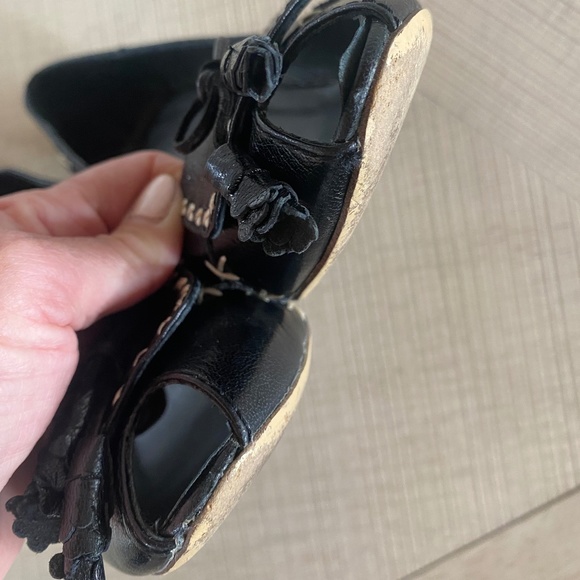 Juno New York loafer block heels peep toe black cream 8 - Picture 12 of 12